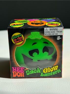Needoh Jack Glow Lantern Pumpkin Halloween Squishy Fidget Glow in the Dark NEW